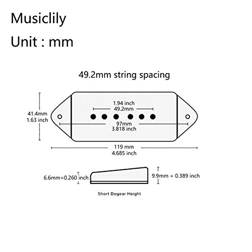 Musiclily Pro 49,2mm P90 Dog Ear Short/Low Cubierta de Pastilla para EE. UU. Gibson/Epiphone Vintage Style, Crema (Juego de 2)