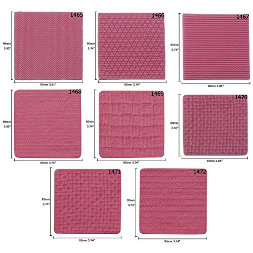 musykrafties Tejido Punto Molde de Silicona Textura Sello Tapete 8-in-Set Lote para Fondant Tarta Borde Decoración,Cumpleaños la Magdalena,Polímero Flexible,Jabón Cera Creación Manualidades Proyectos