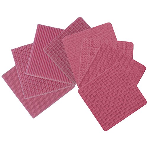 musykrafties Tejido Punto Molde de Silicona Textura Sello Tapete 8-in-Set Lote para Fondant Tarta Borde Decoración,Cumpleaños la Magdalena,Polímero Flexible,Jabón Cera Creación Manualidades Proyectos