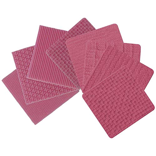 musykrafties Tejido Punto Molde de Silicona Textura Sello Tapete 8-in-Set Lote para Fondant Tarta Borde Decoración,Cumpleaños la Magdalena,Polímero Flexible,Jabón Cera Creación Manualidades Proyectos