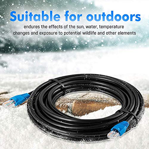 MutecPower Cable 20m Cable de Red ethernet Cat5E Exterior con Enchufe RJ-45 - FTP - CCA - Negro - 20 Metros