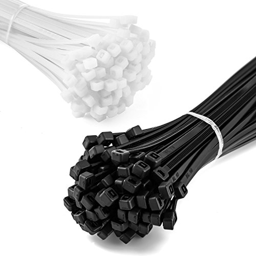 MutePower Bridas para Cables de 15cm 20cm 25cm 30cm 38cm de Longitud 500 Pack Negro y Blanco de Nylon para Cargas Pesadas soporta 22kg