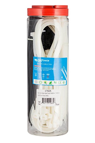 MutePower Bridas para Cables de 15cm 20cm 25cm 30cm 38cm de Longitud 500 Pack Negro y Blanco de Nylon para Cargas Pesadas soporta 22kg
