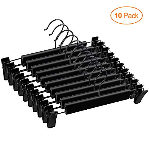 Mutsitaz 10 Pcs Perchas para Pantalones, Perchas para Faldas con Clip, Perchas para Pantalones Cortos, Pantalones, Camisas,Falda,Bufanda