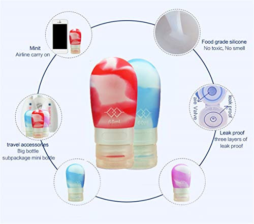 MUUZONING Botellas de Viaje de Silicona,100% BPA Gratis Recipientes rellenables portátiles a Prueba de Fugas para champú,Acondicionador,Loción,artículos de tocador(4 Unidades) -Oso Lindo