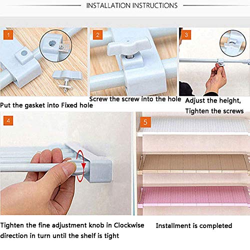 MUYCO Extendible Armario Ajustable Estante de Almacenamiento en Rack Separador Armario Estante Armario Divisor de Bricolaje Varilla Organizador para Cocina baño Dormitorio café