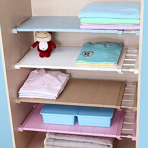 MUYCO Extendible Armario Ajustable Estante de Almacenamiento en Rack Separador Armario Estante Armario Divisor de Bricolaje Varilla Organizador para Cocina baño Dormitorio café