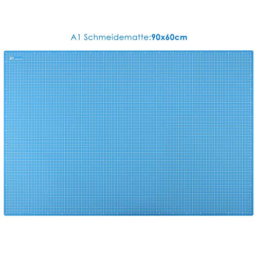 MVPower Kit de Estera de Corte, Kit para Patchwork A1 (60 * 90 cm), Incluye Alfombrilla de Corte A1 Alfombrilla, Cúter Rotatorio, Regla y 5 Cuchillas de Repuesto, para Trabajos de Corte Profesionales
