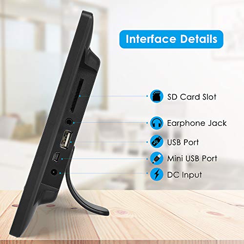 MVPower Marco de Fotos Digital Pantalla IPS de 10 Pulgadas 1080p con Control Remoto y Soporte, Función de Foto / Música / Video / Calendario / Alarma, Compatible con USB, Tarjeta SD y SDHC