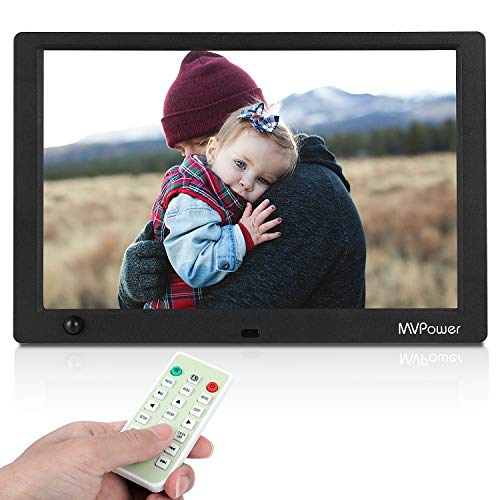 MVPower Marco de Fotos Digital Pantalla IPS de 10 Pulgadas 1080p con Control Remoto y Soporte, Función de Foto / Música / Video / Calendario / Alarma, Compatible con USB, Tarjeta SD y SDHC