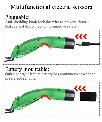 MXBAOHENG Cortador de Tela Industrial con 1 Batería (5000 mAh) y 2 Cuchillas (A,B) WBT-2 Tijeras Eléctricas para Tela Inalámbrico Tijeras Eléctricas de Tela Recargables