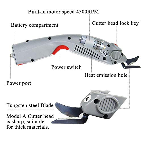MXBAOHENG Cortador de Tela Industrial Tijeras Eléctricas para Tela Tijeras Eléctricas de Tela 3.6 V WBT-1 Máquina de Corte de Tela con 1 Batería y 1 Cuchilla