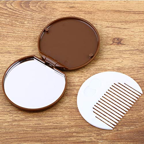 MXECO Portable Mini Cute kawaii Señoras Chicas Espejo de Moda de Chocolate Diseño de Galletas Espejo Cosmético Maquillaje de Chocolate Peine