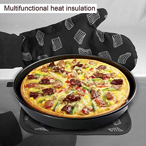 Mxung Guantes de Horno de Filete de salmón o Filete de Contorno Oscuro, Profesional Resistente al Calor a 500"C, (Engrosamiento) Guantes Antideslizantes para hornos de Cocina para cocinar