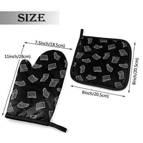 Mxung Guantes de Horno de Filete de salmón o Filete de Contorno Oscuro, Profesional Resistente al Calor a 500"C, (Engrosamiento) Guantes Antideslizantes para hornos de Cocina para cocinar