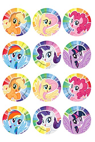 My Little Pony - Decoración para Galletas Infantiles - Pasta de Azúcar - 12 Mini Discos - 6cm