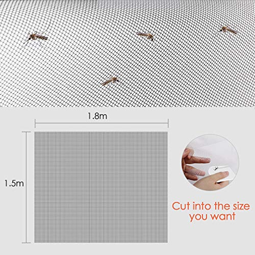 MYCARBON Mosquitera Ventana de 2 unidades 150 * 180 Negro Mosquitera para ventanas Mosquiteros Ventana Mosquiteras de Ventanas (Negro)