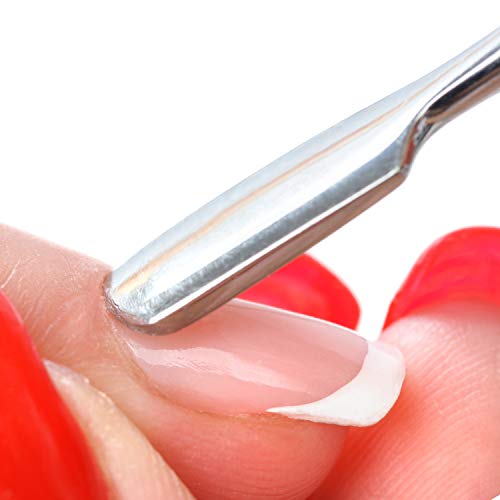 Mylee Herramienta Profesional Dual de Acero Inoxidable Empujador de Cutículas para Manicura y Pedicura Limpiador de Uñas de Gel