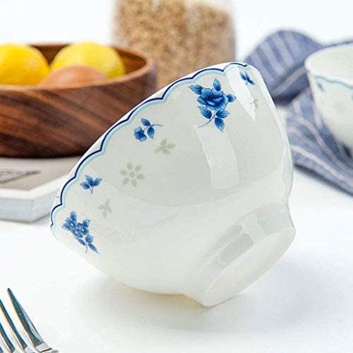 MYPNB Tazón Noodle Bowl, la Helada del Invierno Blanca de Porcelana 22 Onza de Cereales Cuencos Juego de Sopa/Cereal Tazón