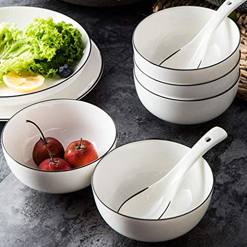 MYPNB Tazón Porcelana Cuenco 26 Onza Profundo y for microondas de Cereales, sopas y Frutas, Blanca