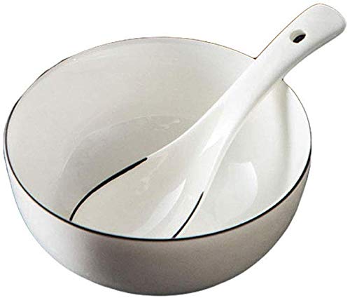 MYPNB Tazón Porcelana Cuenco 26 Onza Profundo y for microondas de Cereales, sopas y Frutas, Blanca