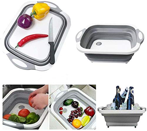 MYSdd Fregadero Tabla de Cortar Plegable Fregadero Lavabo Frutas y Verduras Plato Estante de Drenaje Cesta de Almacenamiento colador Plegable Herramientas de Cocina - 1