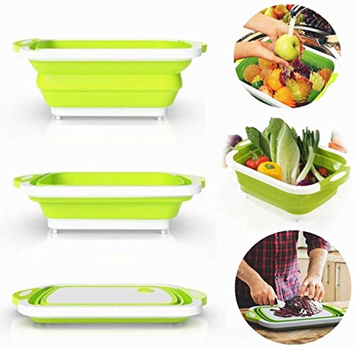 MYSdd Fregadero Tabla de Cortar Plegable Fregadero Lavabo Frutas y Verduras Plato Estante de Drenaje Cesta de Almacenamiento colador Plegable Herramientas de Cocina - 1