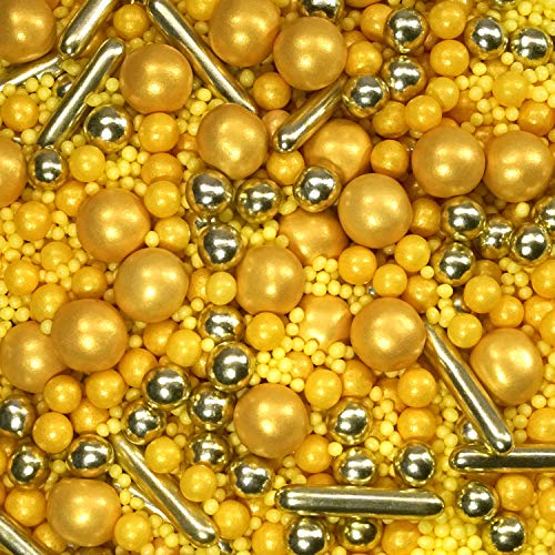mySprinkles wir streuseln Liebe Exprimidor de azúcar con diseño de Tesoro Dorado, Hornear cumpleaños Infantiles, Bodas, San Valentín, Corazones, Pasteles, Magdalenas, Magdalenas, cacepops, 90G