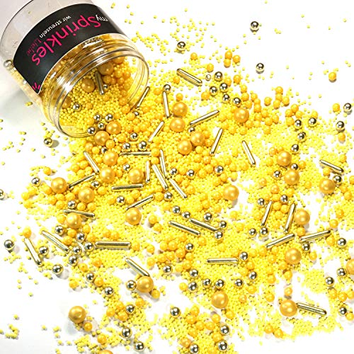 mySprinkles wir streuseln Liebe Exprimidor de azúcar con diseño de Tesoro Dorado, Hornear cumpleaños Infantiles, Bodas, San Valentín, Corazones, Pasteles, Magdalenas, Magdalenas, cacepops, 90G
