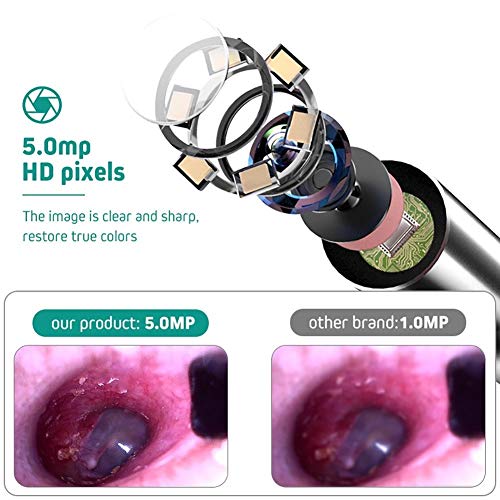 MYTDBD Selector de Oreja Oreja Cera del retiro del endoscopio Visual del oído Cuchara Grande de 5 Pulgadas de Pantalla Limpiador del oído, fácil de Limpiar