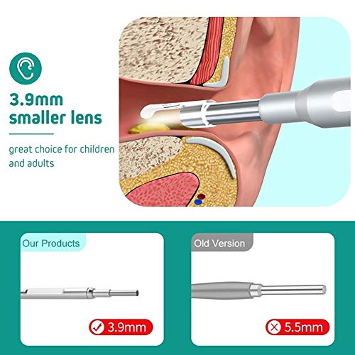 MYTDBD Selector de Oreja Oreja Cera del retiro del endoscopio Visual del oído Cuchara Grande de 5 Pulgadas de Pantalla Limpiador del oído, fácil de Limpiar