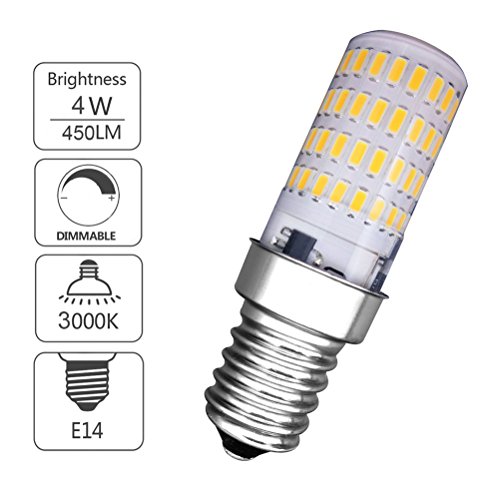 MZMing 2 Piezas E14 Pequeño LED Bulb 4W Bombillas Nevera - Dimmable 3000K Brillante Luz Blanca Cálida 450lm Ángulo de haz de de Bombilla Halógena de 40W Calor Bajo Usado para Nevera