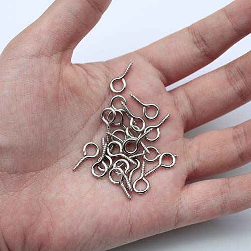 MZMing [300 Pieza] Mini Ojo Tornillo Perno 15mm x 7mm Cromado Cáncamos Fianza Accesorios Hechos a Mano Hembrillas para Hacer Joyas de Bricolaje Madera Resina Encanto de Arcilla Proyectos Artesanale