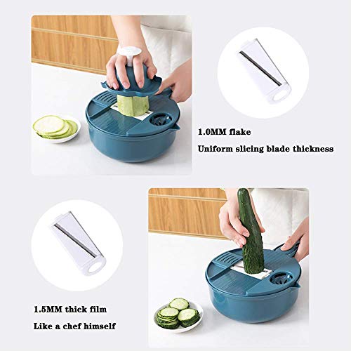 MZZG Rebanadora Multifunción Peladora Cortadora De Frutas En Hojas De Verduras, Cortadora De Frutas/Verduras ABS, La Herramienta Innovadora Rallador De Zanahorias De Cocina para El Hogar,Verde
