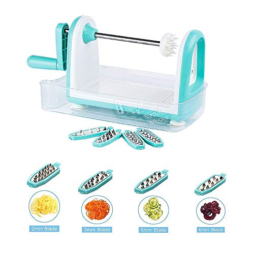 MZZG Spiralizer Vegetable Slicer Cortador En Espiral De 4 Cuchillas De Acero Inoxidable Veggie La Herramienta Innovadora para Cortar Verduras Y Frutas En Tiras Extrafinas