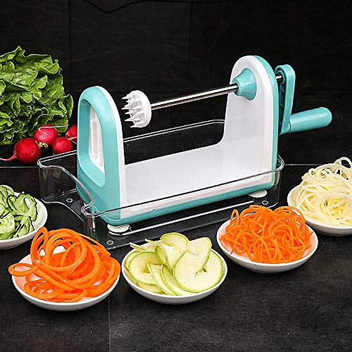 MZZG Spiralizer Vegetable Slicer Cortador En Espiral De 4 Cuchillas De Acero Inoxidable Veggie La Herramienta Innovadora para Cortar Verduras Y Frutas En Tiras Extrafinas
