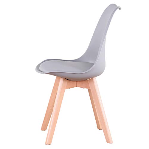 N / A Conjunto de 4 sillas, Silla de Comedor, Silla de tulipán de Estilo nórdico, Adecuada para Sala de Estar, Comedor (Gris)
