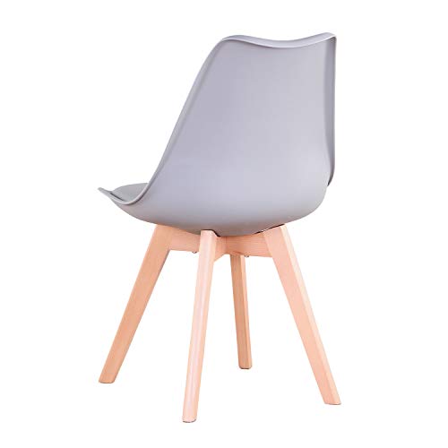 N / A Conjunto de 4 sillas, Silla de Comedor, Silla de tulipán de Estilo nórdico, Adecuada para Sala de Estar, Comedor (Gris)