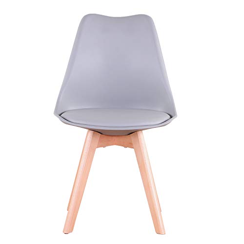 N / A Conjunto de 4 sillas, Silla de Comedor, Silla de tulipán de Estilo nórdico, Adecuada para Sala de Estar, Comedor (Gris)