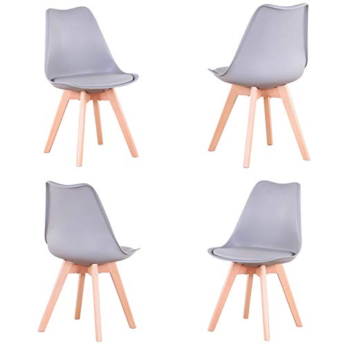 N / A Conjunto de 4 sillas, Silla de Comedor, Silla de tulipán de Estilo nórdico, Adecuada para Sala de Estar, Comedor (Gris)