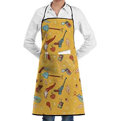 N / A Delantal Personalizado Chefs Delantal De Cocina Delantal Cocina Delantales De Seguridad Cola De Zorro Delantal De Sazonador De Pierna De Pollo Delantal De Chef Portátil con Bolsillo 52X72Cm