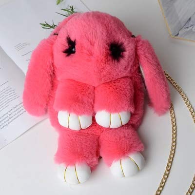 N / A Fluffy Rabbit Plush Mochila Kawaii Fur Pompoms Sling Chain Cute Shoulder Bag Fashion Women Cartoon Bunny Animal Girls Bag 18 * 32CM