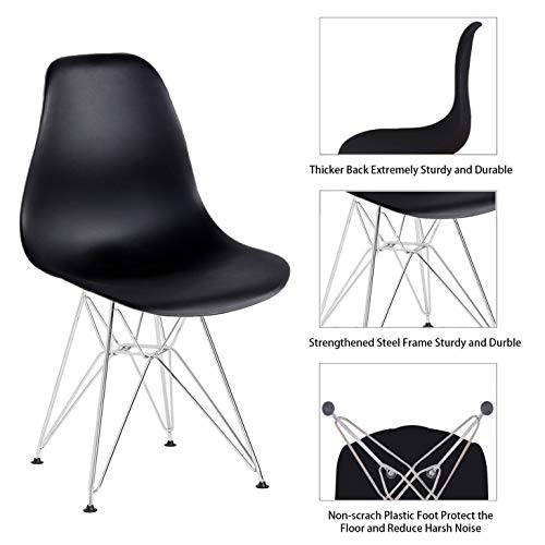 N A MUEBLES Home - Juego de 4 sillas de comedor retro de mediados de siglo de cocina con patas de metal para comedor, dormitorio, sala de estar
