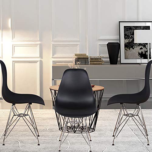 N A MUEBLES Home - Juego de 4 sillas de comedor retro de mediados de siglo de cocina con patas de metal para comedor, dormitorio, sala de estar