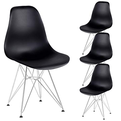 N A MUEBLES Home - Juego de 4 sillas de comedor retro de mediados de siglo de cocina con patas de metal para comedor, dormitorio, sala de estar