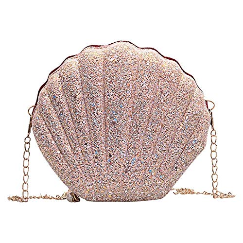 N / A Niñas Mini Casual Cute Lentejuelas Hombro Messenger Bolsos Mujer Pequeña Mujer Cremallera de Cadena Shell Crossbody Bolsas Bolsa Feminina 20x17x5cm