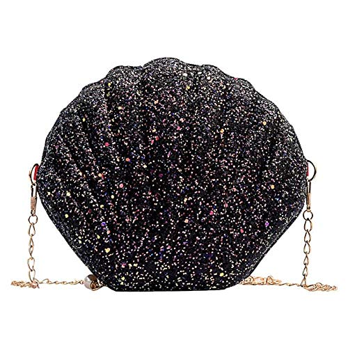 N / A Niñas Mini Casual Cute Lentejuelas Hombro Messenger Bolsos Mujer Pequeña Mujer Cremallera de Cadena Shell Crossbody Bolsas Bolsa Feminina 20x17x5cm