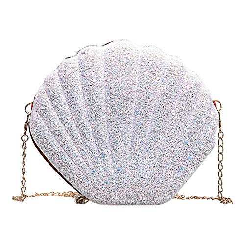 N / A Niñas Mini Casual Cute Lentejuelas Hombro Messenger Bolsos Mujer Pequeña Mujer Cremallera de Cadena Shell Crossbody Bolsas Bolsa Feminina 20x17x5cm