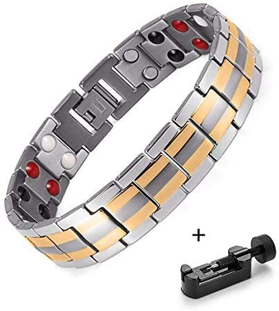 N-B Joyería de Acero Titanium de Las Pulseras magnéticas para Hombres y Mujeres, 4 en 1 Germanio · · Ion Infrarrojos · Pulsera de la Terapia magnética para Anti