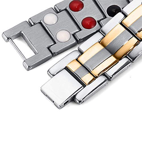 N-B Joyería de Acero Titanium de Las Pulseras magnéticas para Hombres y Mujeres, 4 en 1 Germanio · · Ion Infrarrojos · Pulsera de la Terapia magnética para Anti